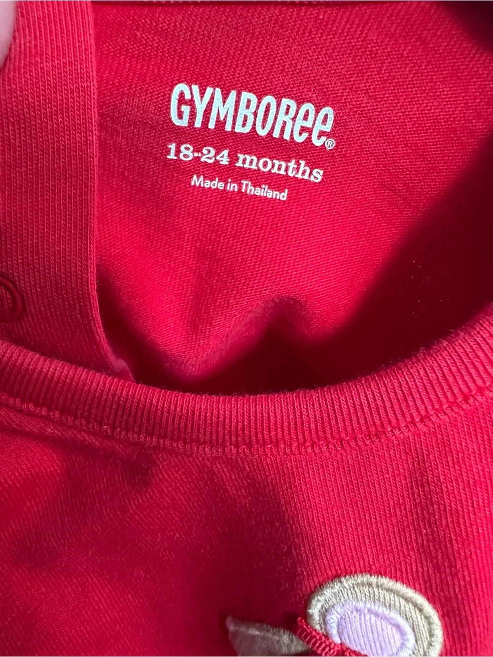 Gymboree Red Top with Pink Cup Applique and Cream Knit Fair Isle Pants